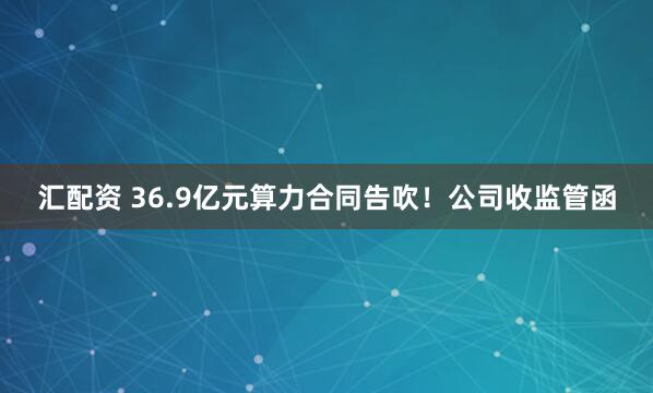 汇配资 36.9亿元算力合同告吹！公司收监管函