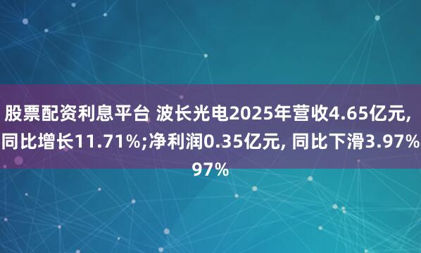 股票配资利息平台 波长光电2025年营收4.65亿元, 同比增长11.71%;净利润0.35亿元, 同比下滑3.97%
